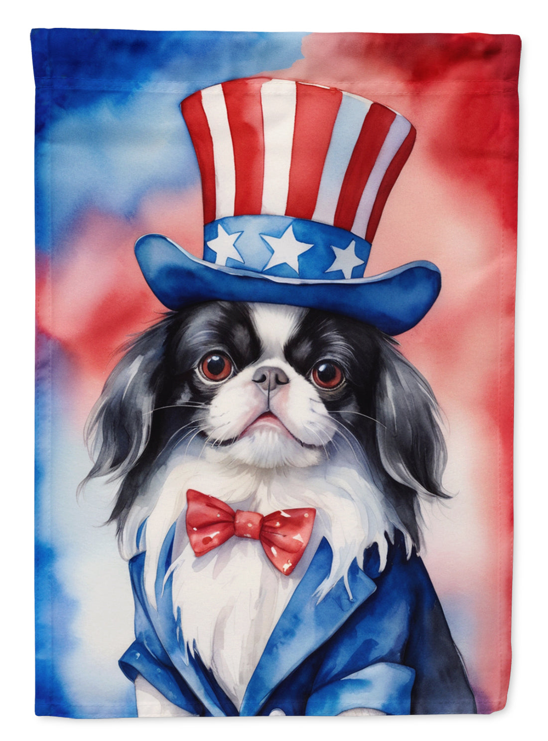 Japanese Chin Patriotic American House Flag 28x40 Porch Sleeve Pole Decorative Outside Yard Banner Artwork Wall Hanging, Polyester