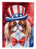 Japanese Chin Patriotic American House Flag 28x40 Porch Sleeve Pole Decorative Outside Yard Banner Artwork Wall Hanging, Polyester