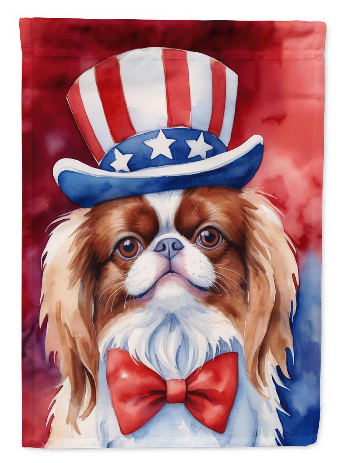 Japanese Chin Patriotic American House Flag 28x40 Porch Sleeve Pole Decorative Outside Yard Banner Artwork Wall Hanging, Polyester