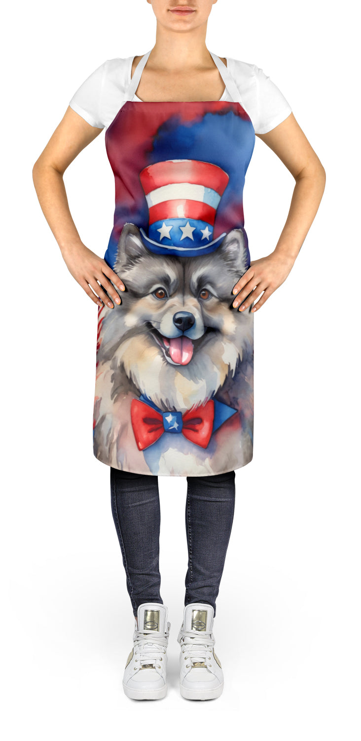 Keeshond Patriotic American Apron Cooking Kitchen Server Baking Crafts Gardening for Adult Women Men, Unisex, Large, Multicolor