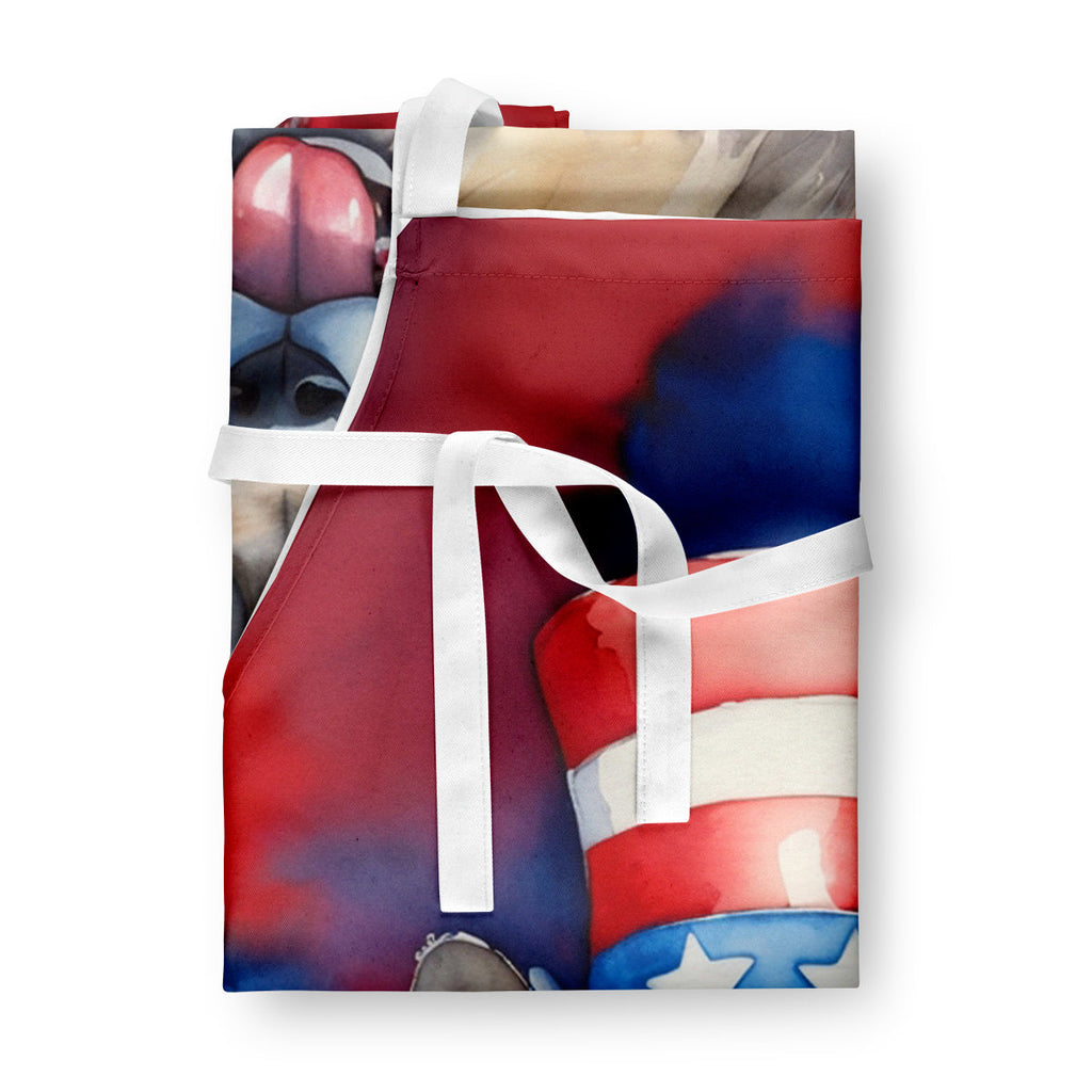 Keeshond Patriotic American Apron Cooking Kitchen Server Baking Crafts Gardening for Adult Women Men, Unisex, Large, Multicolor