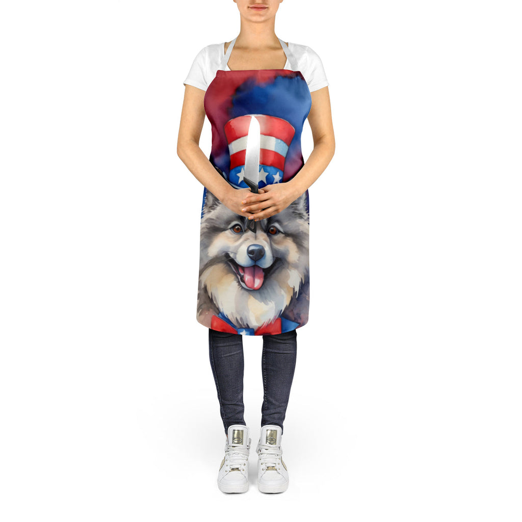 Keeshond Patriotic American Apron Cooking Kitchen Server Baking Crafts Gardening for Adult Women Men, Unisex, Large, Multicolor