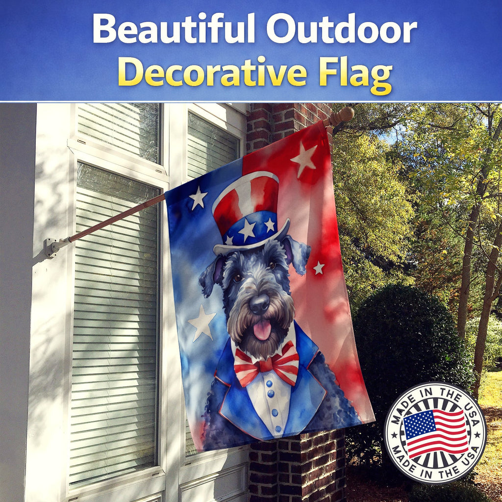 Kerry Blue Terrier Patriotic American House Flag 28x40 Porch Sleeve Pole Decorative Outside Yard Banner Artwork Wall Hanging, Polyester