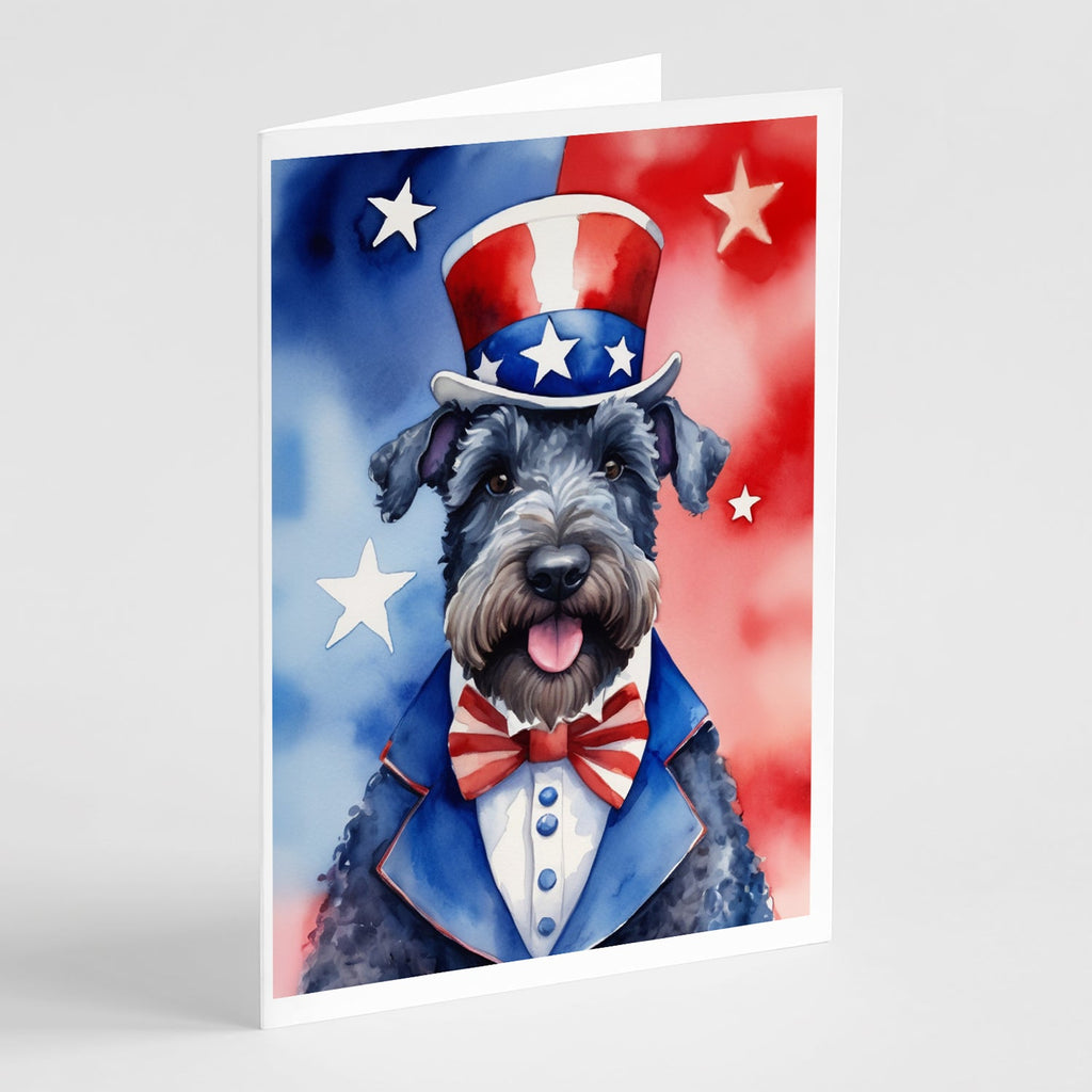 Kerry Blue Terrier Patriotic American Greeting Cards Pack of 8 Blank Cards with Envelopes Whimsical A7 Size 5x7