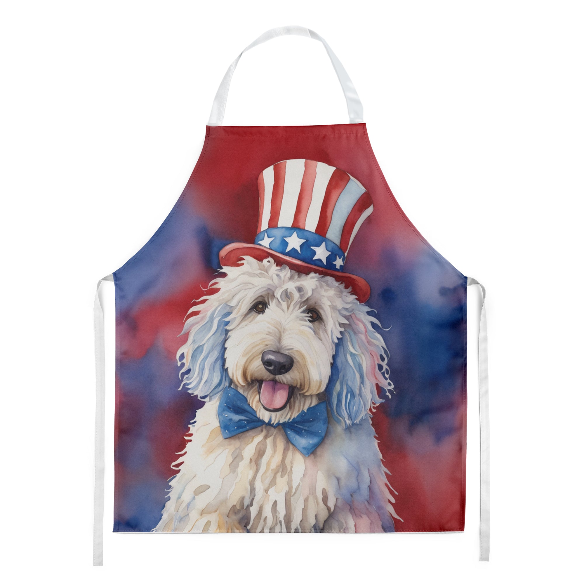 Komondor Patriotic American Apron Cooking Kitchen Server Baking Crafts Gardening for Adult Women Men, Unisex, Large, Multicolor