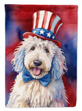 Komondor Patriotic American House Flag 28x40 Porch Sleeve Pole Decorative Outside Yard Banner Artwork Wall Hanging, Polyester