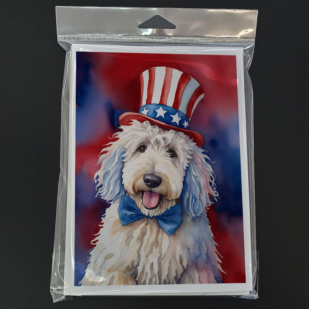 Komondor Patriotic American Greeting Cards Pack of 8 Blank Cards with Envelopes Whimsical A7 Size 5x7