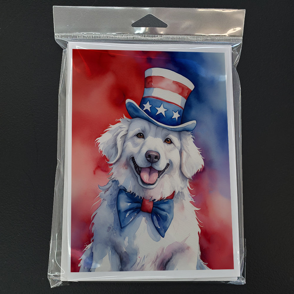 Kuvasz Patriotic American Greeting Cards Pack of 8 Blank Cards with Envelopes Whimsical A7 Size 5x7