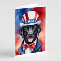 Labrador Retriever Patriotic American Greeting Cards Pack of 8 Blank Cards with Envelopes Whimsical A7 Size 5x7