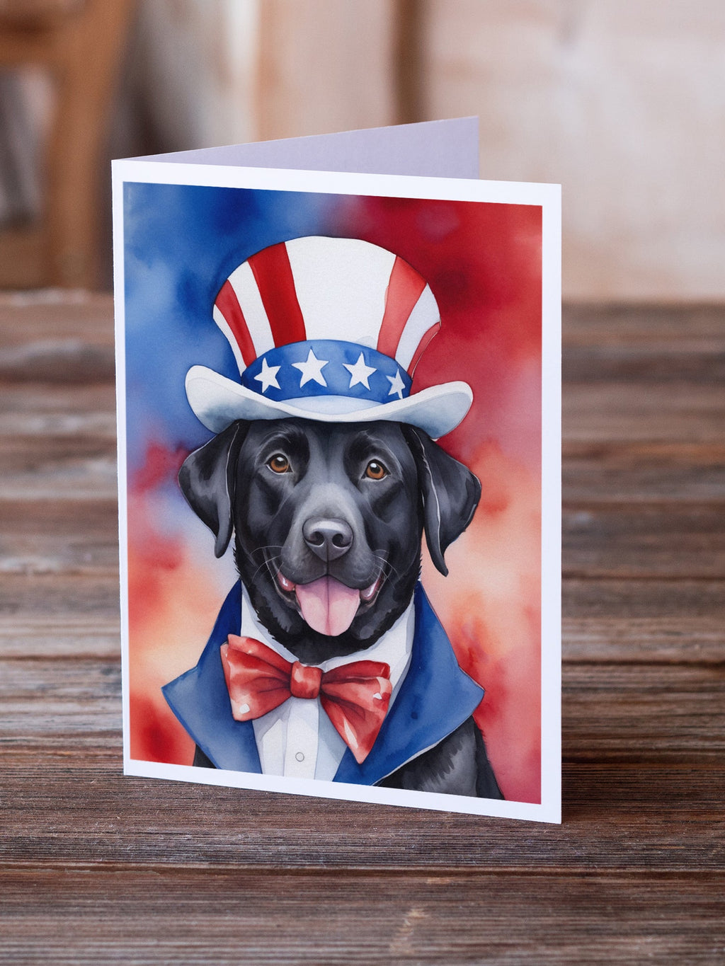 Labrador Retriever Patriotic American Greeting Cards Pack of 8 Blank Cards with Envelopes Whimsical A7 Size 5x7