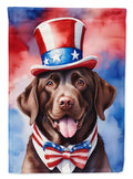 Labrador Retriever Patriotic American House Flag 28x40 Porch Sleeve Pole Decorative Outside Yard Banner Artwork Wall Hanging, Polyester