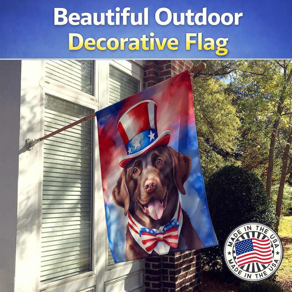 Labrador Retriever Patriotic American House Flag 28x40 Porch Sleeve Pole Decorative Outside Yard Banner Artwork Wall Hanging, Polyester