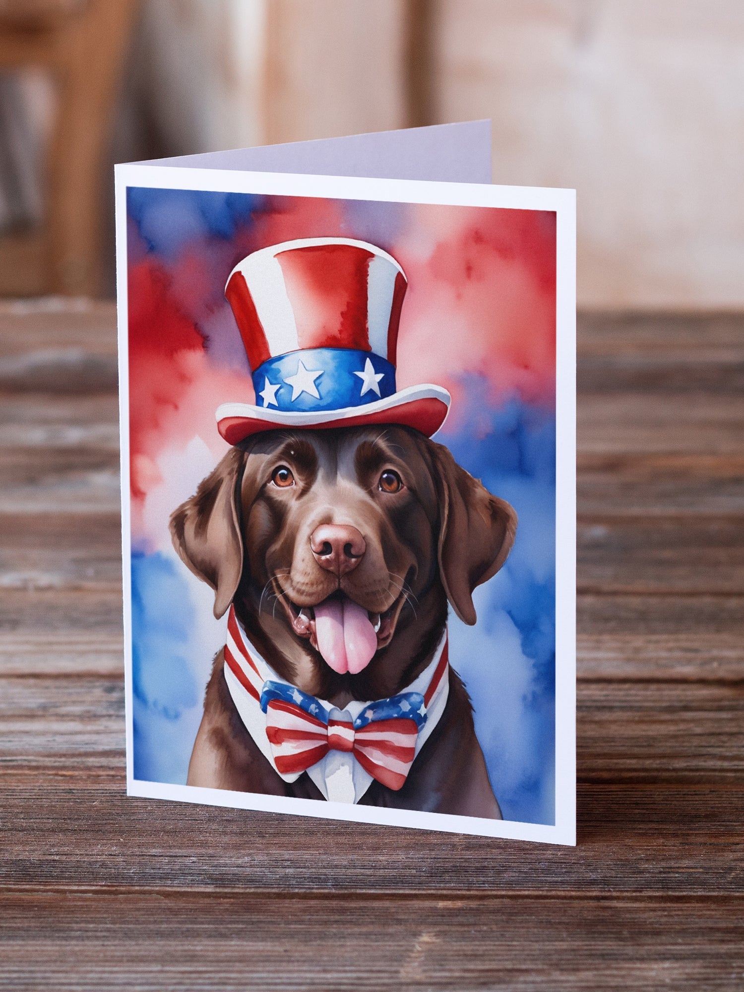 Labrador Retriever Patriotic American Greeting Cards Pack of 8 Blank Cards with Envelopes Whimsical A7 Size 5x7