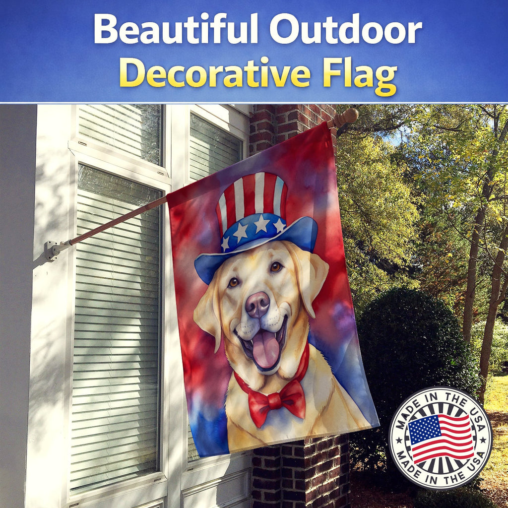 Labrador Retriever Patriotic American House Flag 28x40 Porch Sleeve Pole Decorative Outside Yard Banner Artwork Wall Hanging, Polyester