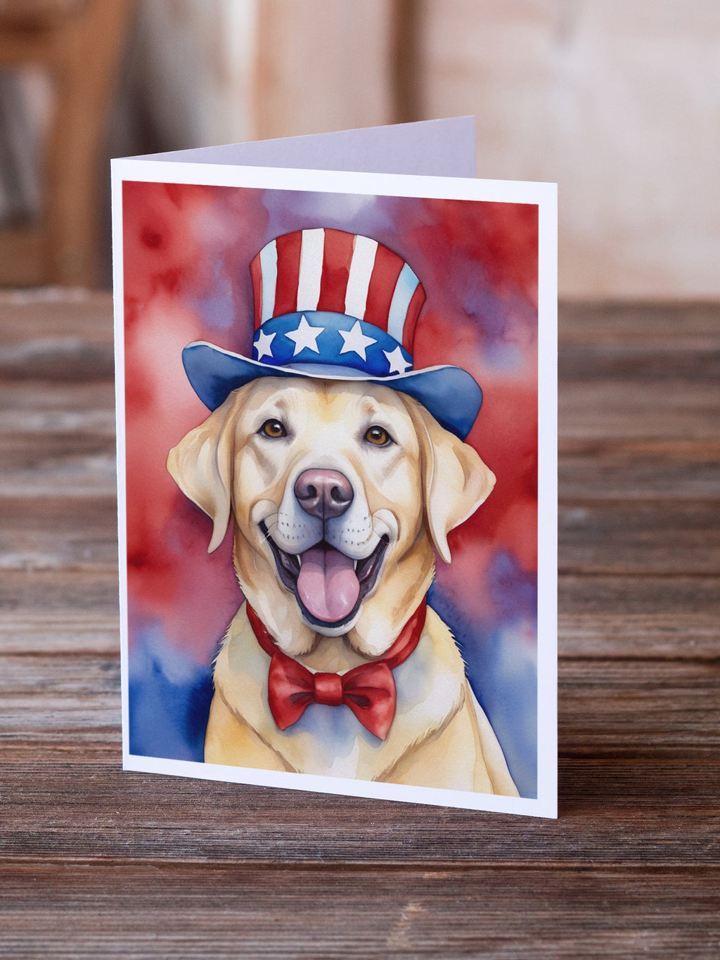 Labrador Retriever Patriotic American Greeting Cards Pack of 8 Blank Cards with Envelopes Whimsical A7 Size 5x7
