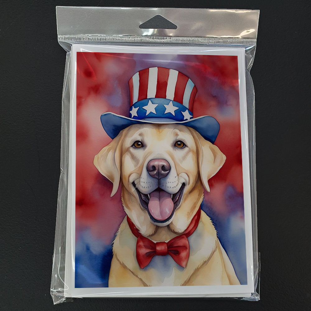 Labrador Retriever Patriotic American Greeting Cards Pack of 8 Blank Cards with Envelopes Whimsical A7 Size 5x7