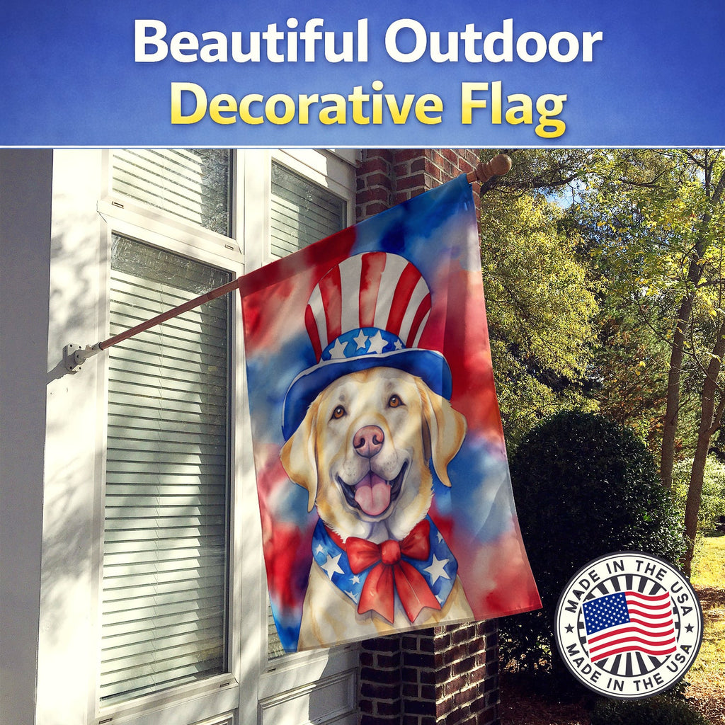 Labrador Retriever Patriotic American House Flag 28x40 Porch Sleeve Pole Decorative Outside Yard Banner Artwork Wall Hanging, Polyester