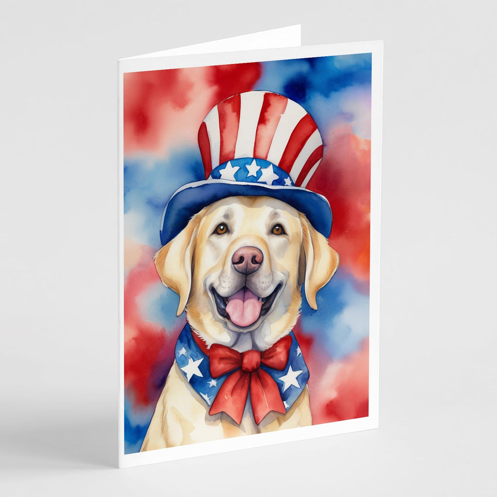 Labrador Retriever Patriotic American Greeting Cards Pack of 8 Blank Cards with Envelopes Whimsical A7 Size 5x7