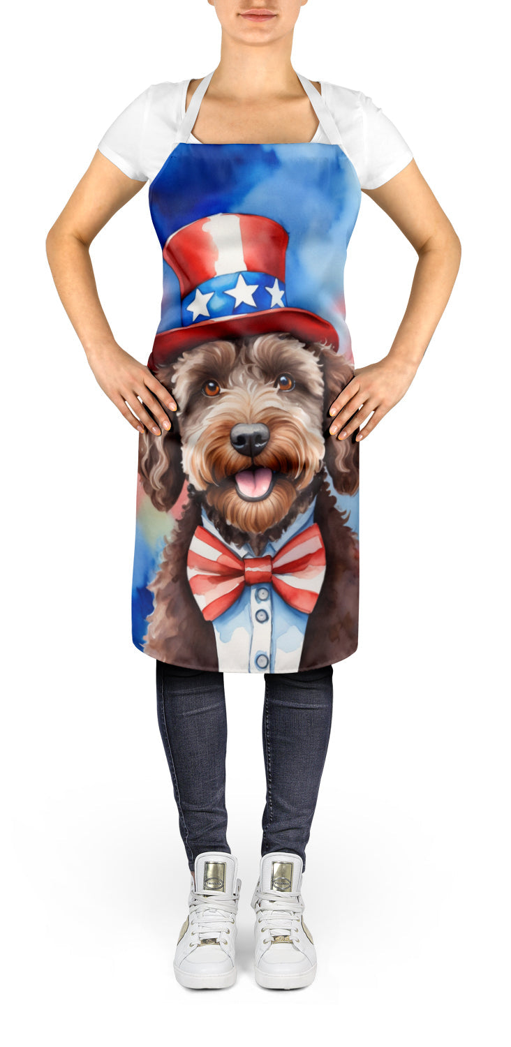 Labradoodle Patriotic American Apron Cooking Kitchen Server Baking Crafts Gardening for Adult Women Men, Unisex, Large, Multicolor