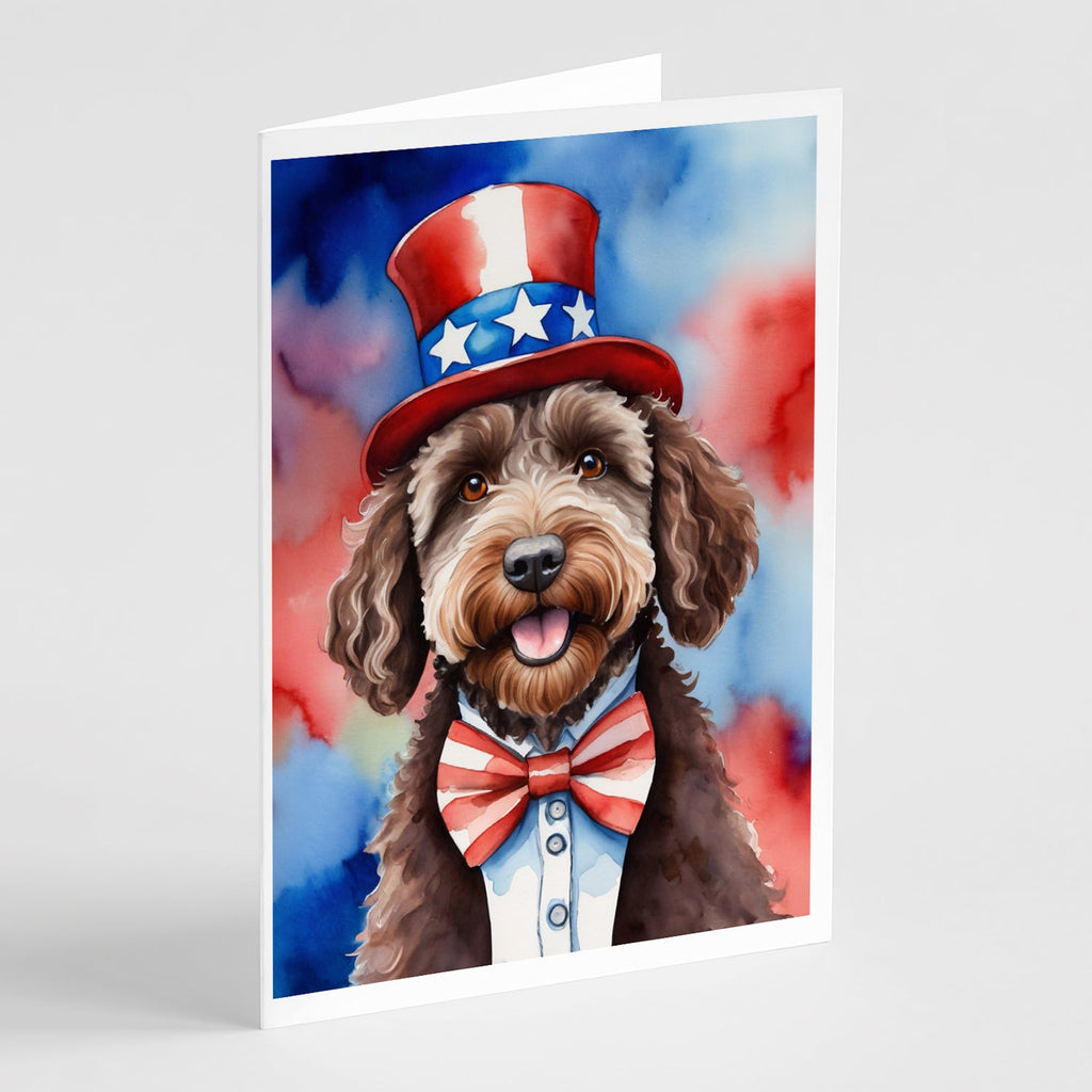 Labradoodle Patriotic American Greeting Cards Pack of 8 Blank Cards with Envelopes Whimsical A7 Size 5x7