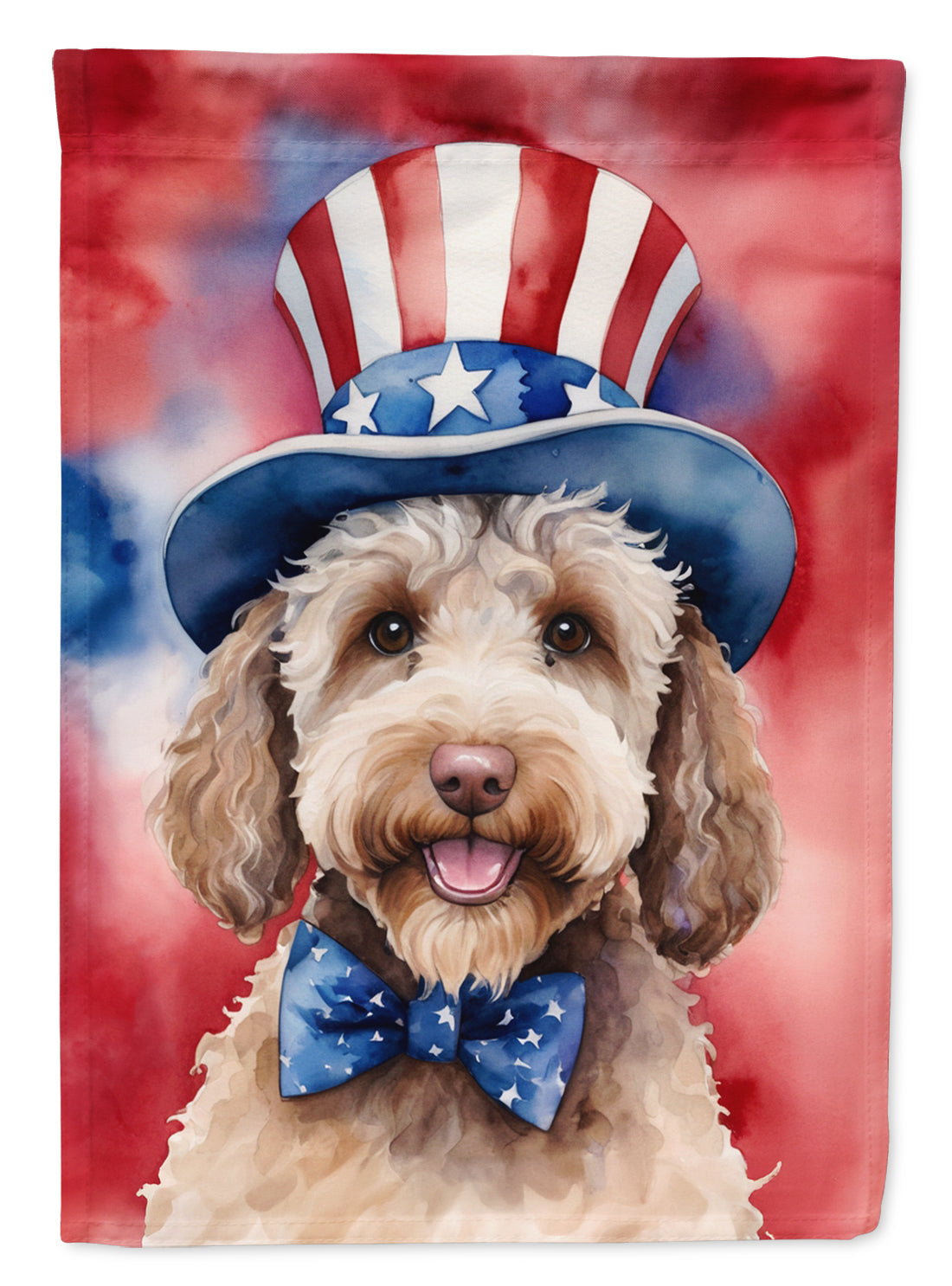 Labradoodle Patriotic American House Flag 28x40 Porch Sleeve Pole Decorative Outside Yard Banner Artwork Wall Hanging, Polyester