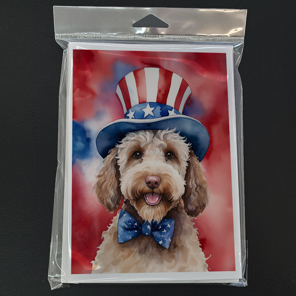 Labradoodle Patriotic American Greeting Cards Pack of 8 Blank Cards with Envelopes Whimsical A7 Size 5x7