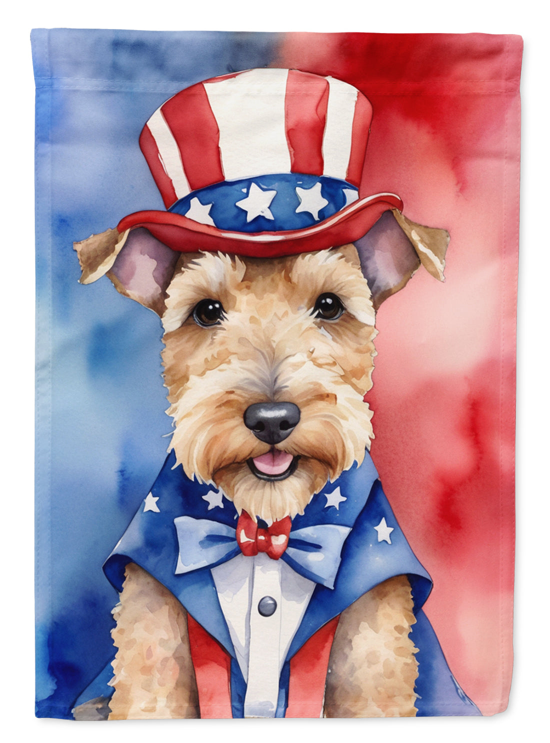 Lakeland Terrier Patriotic American House Flag 28x40 Porch Sleeve Pole Decorative Outside Yard Banner Artwork Wall Hanging, Polyester