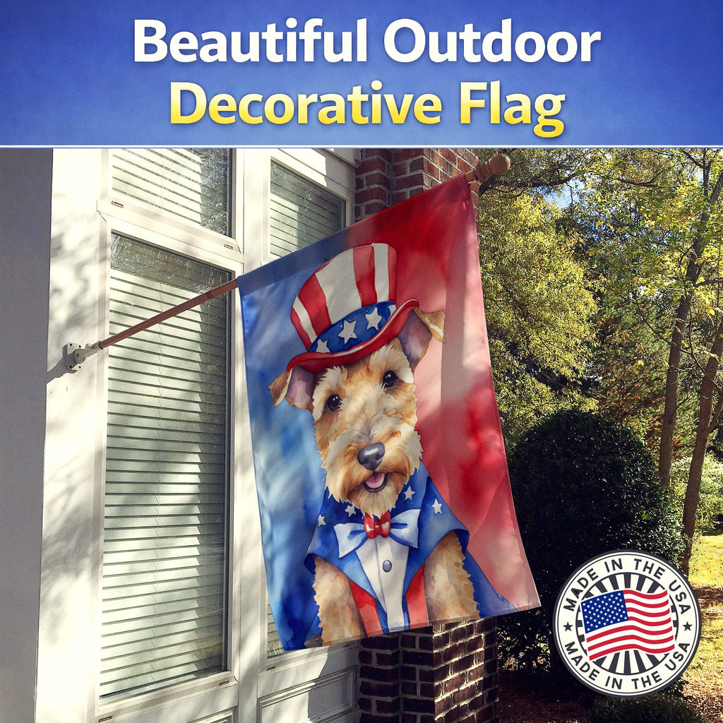 Lakeland Terrier Patriotic American House Flag 28x40 Porch Sleeve Pole Decorative Outside Yard Banner Artwork Wall Hanging, Polyester