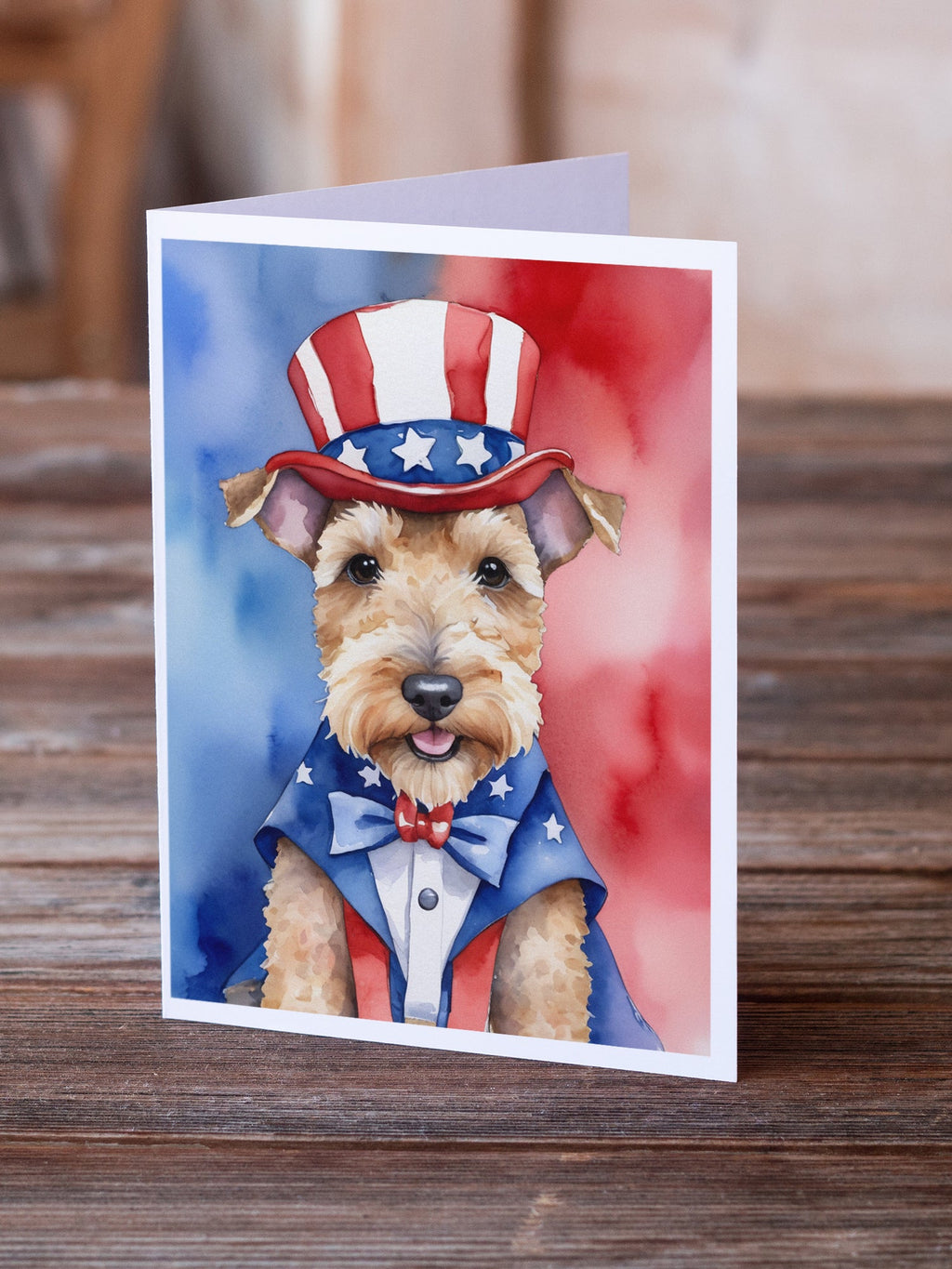 Lakeland Terrier Patriotic American Greeting Cards Pack of 8 Blank Cards with Envelopes Whimsical A7 Size 5x7