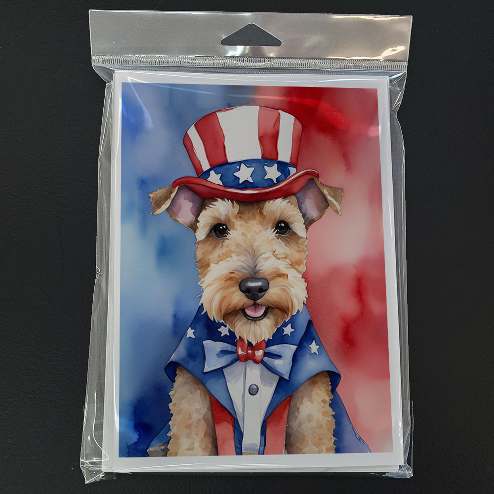 Lakeland Terrier Patriotic American Greeting Cards Pack of 8 Blank Cards with Envelopes Whimsical A7 Size 5x7
