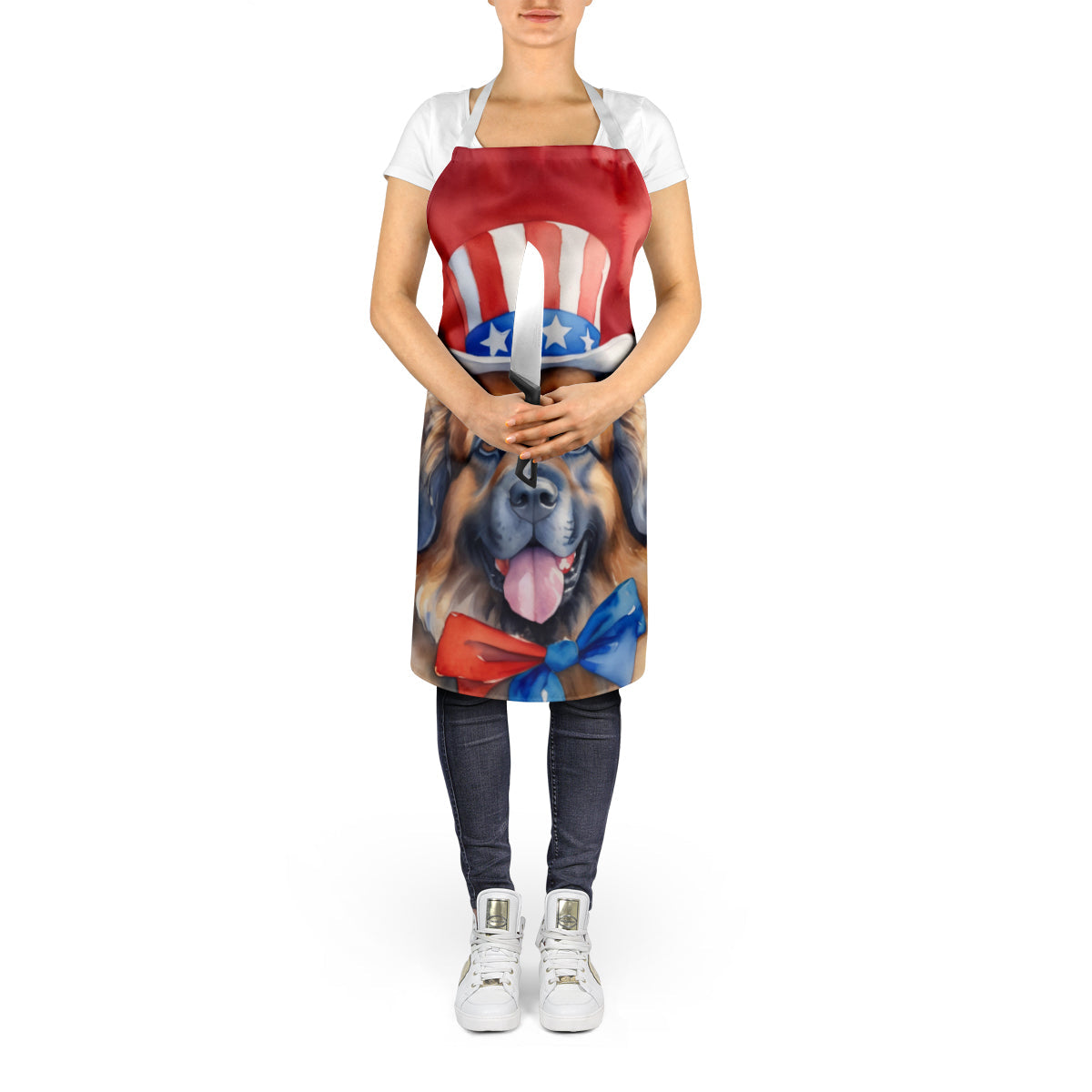 Leonberger Patriotic American Apron Cooking Kitchen Server Baking Crafts Gardening for Adult Women Men, Unisex, Large, Multicolor