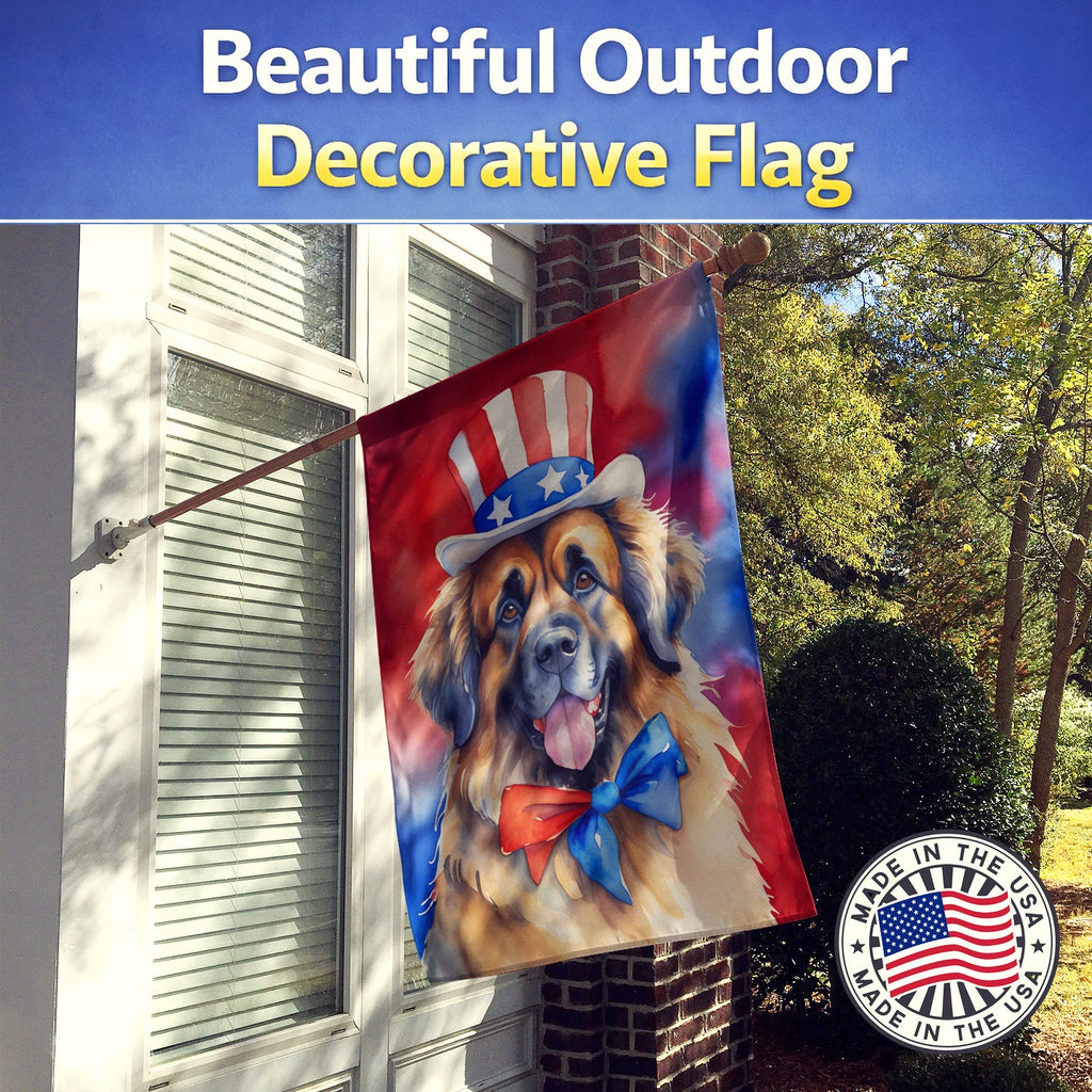 Leonberger Patriotic American House Flag 28x40 Porch Sleeve Pole Decorative Outside Yard Banner Artwork Wall Hanging, Polyester