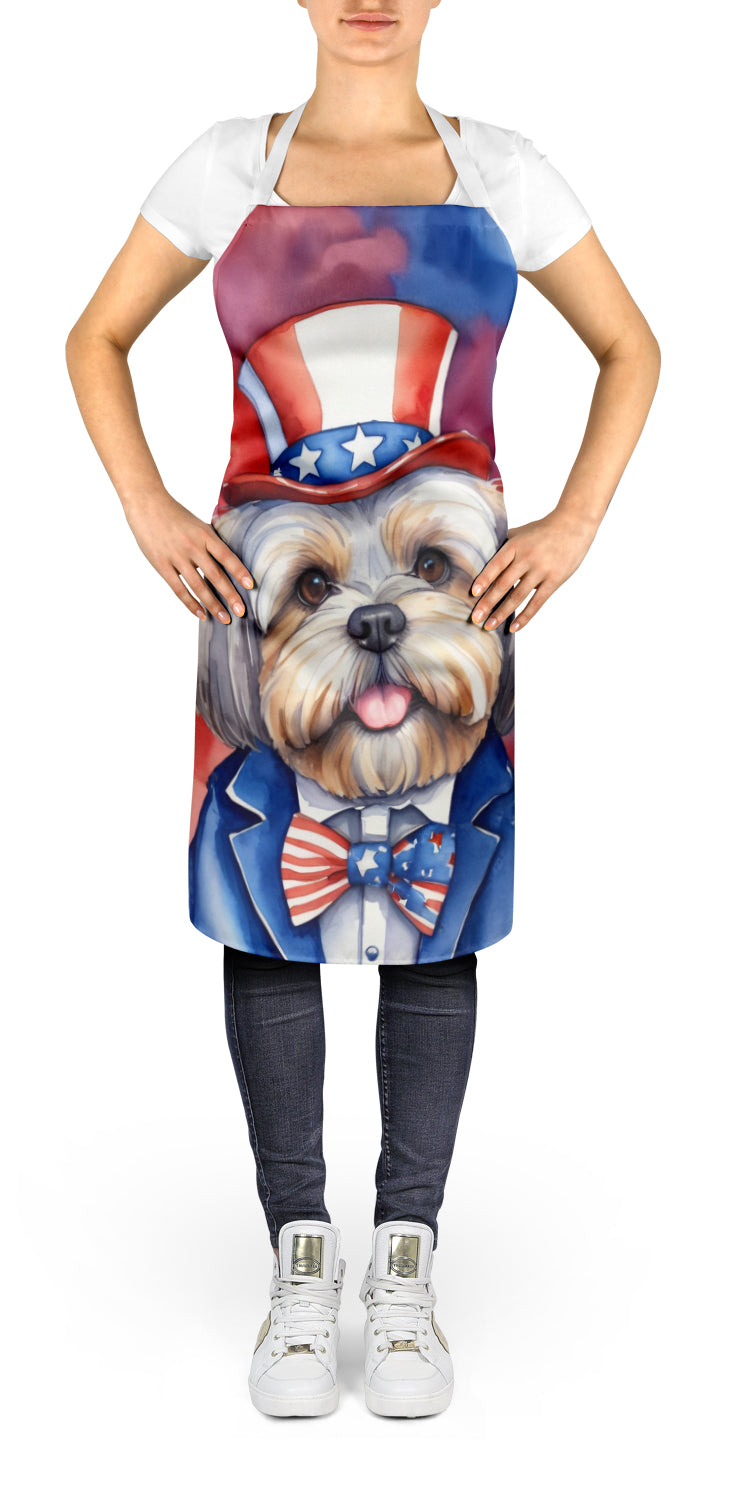Lhasa Apso Patriotic American Apron Cooking Kitchen Server Baking Crafts Gardening for Adult Women Men, Unisex, Large, Multicolor