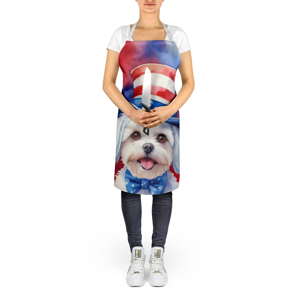 Maltese Patriotic American Apron Cooking Kitchen Server Baking Crafts Gardening for Adult Women Men, Unisex, Large, Multicolor