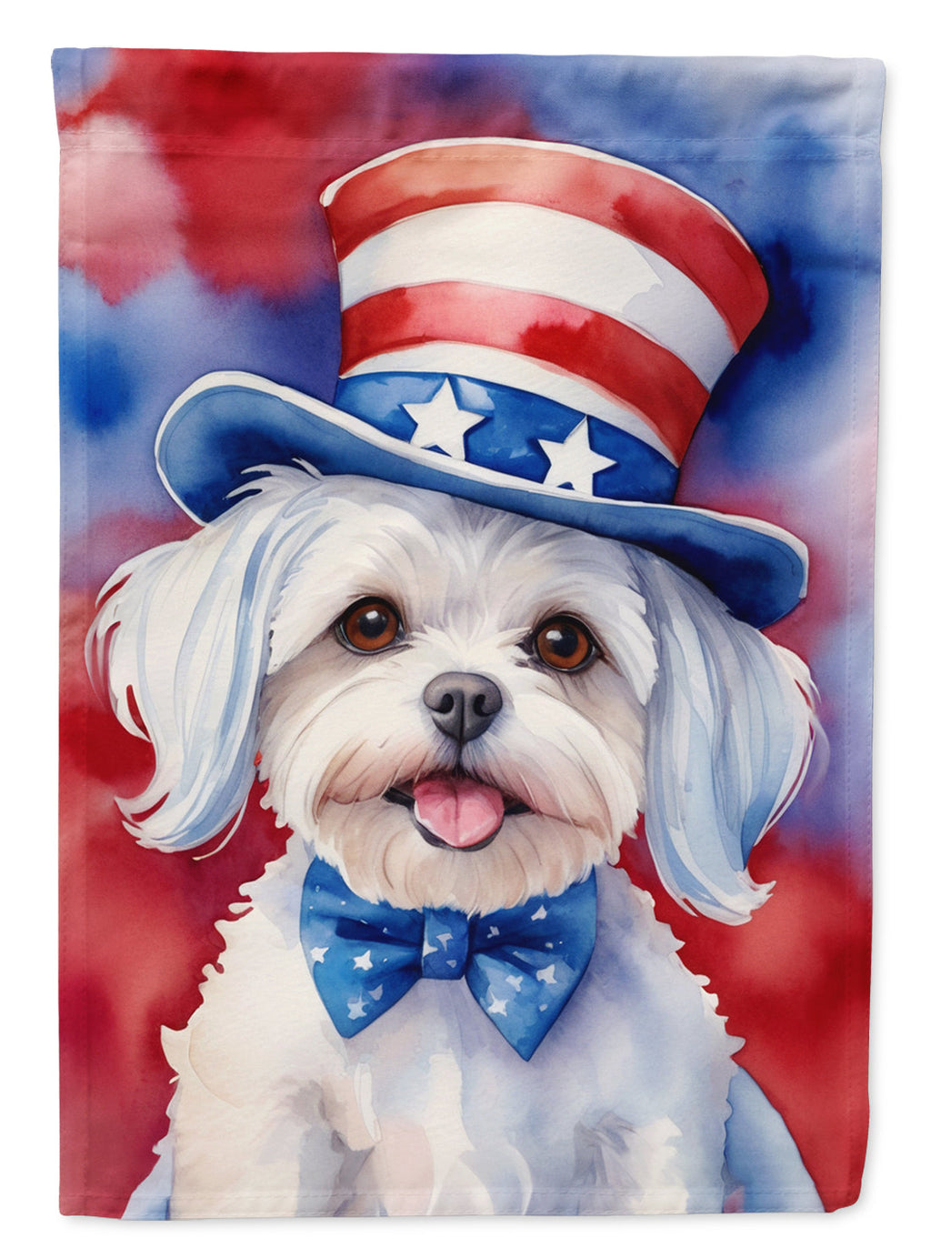 Maltese Patriotic American House Flag 28x40 Porch Sleeve Pole Decorative Outside Yard Banner Artwork Wall Hanging, Polyester