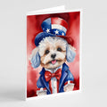 Maltipoo Patriotic American Greeting Cards Pack of 8 Blank Cards with Envelopes Whimsical A7 Size 5x7