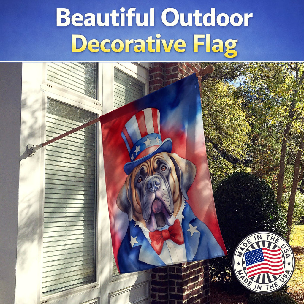 Mastiff Patriotic American House Flag 28x40 Porch Sleeve Pole Decorative Outside Yard Banner Artwork Wall Hanging, Polyester