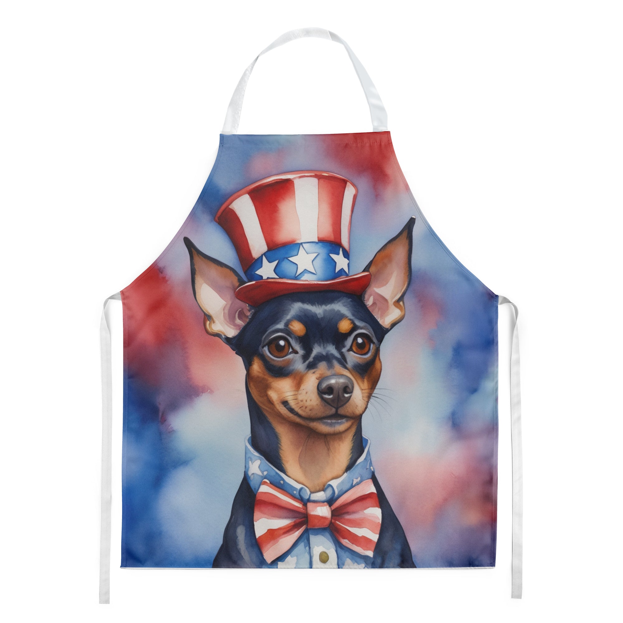 Miniature Pinscher Patriotic American Apron Cooking Kitchen Server Baking Crafts Gardening for Adult Women Men, Unisex, Large, Multicolor
