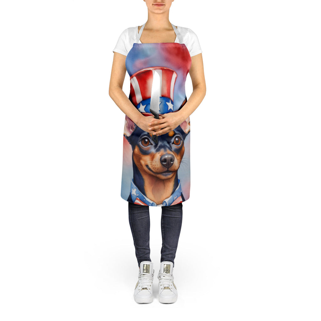 Miniature Pinscher Patriotic American Apron Cooking Kitchen Server Baking Crafts Gardening for Adult Women Men, Unisex, Large, Multicolor