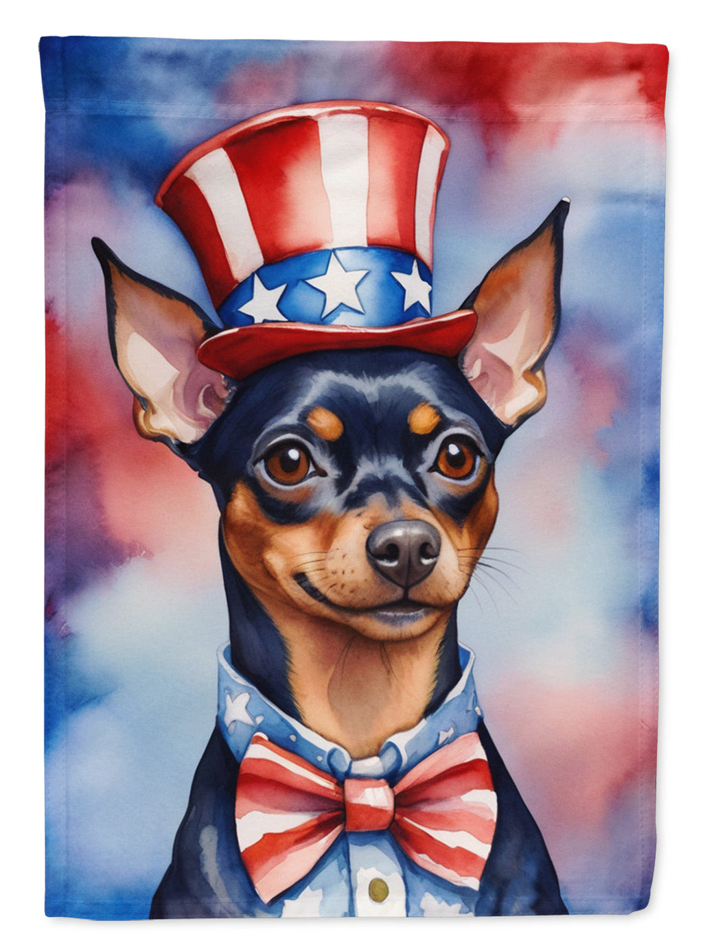 Miniature Pinscher Patriotic American House Flag 28x40 Porch Sleeve Pole Decorative Outside Yard Banner Artwork Wall Hanging, Polyester