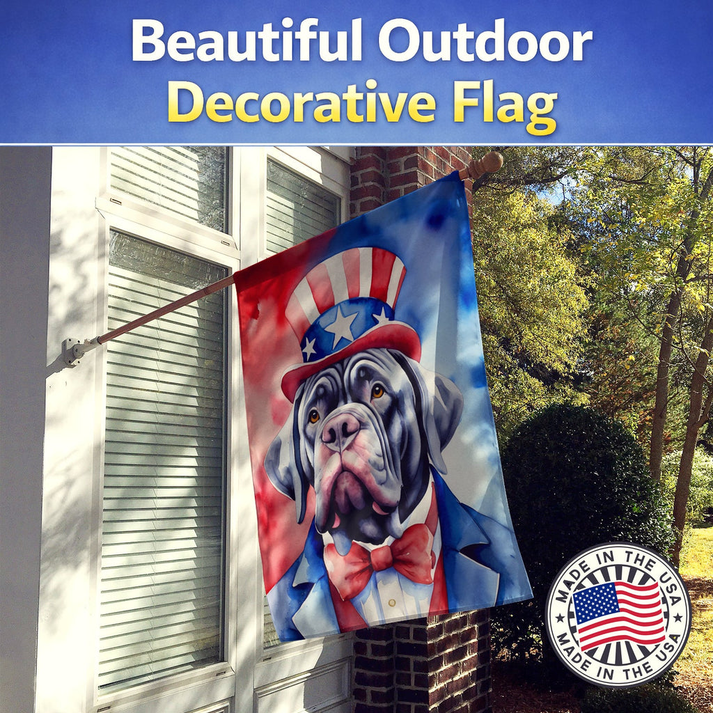 Neapolitan Mastiff Patriotic American House Flag 28x40 Porch Sleeve Pole Decorative Outside Yard Banner Artwork Wall Hanging, Polyester