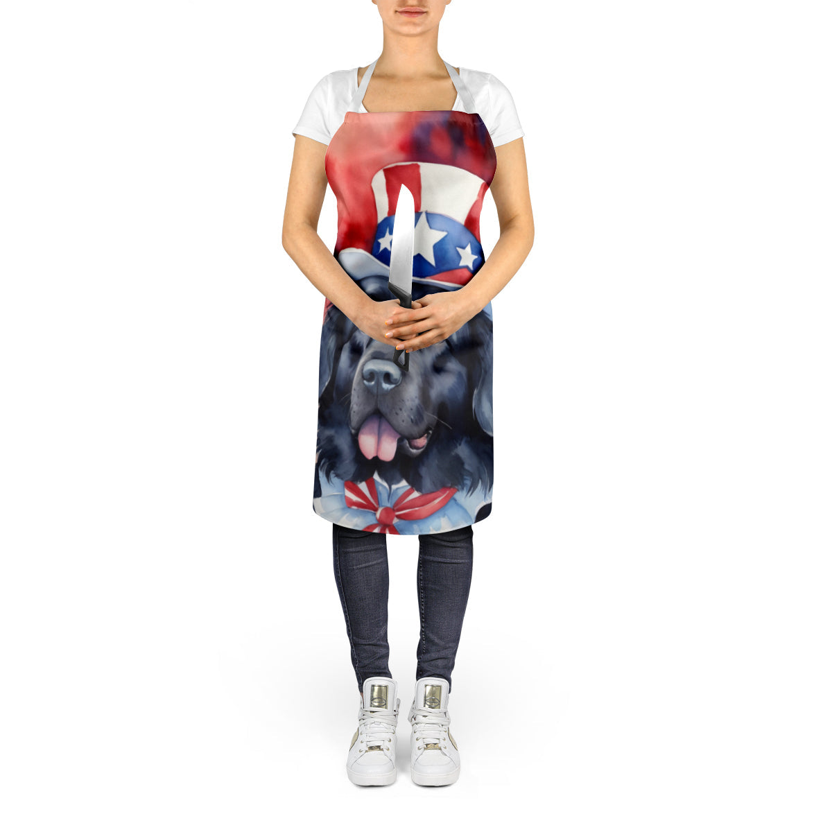 Newfoundland Patriotic American Apron Cooking Kitchen Server Baking Crafts Gardening for Adult Women Men, Unisex, Large, Multicolor