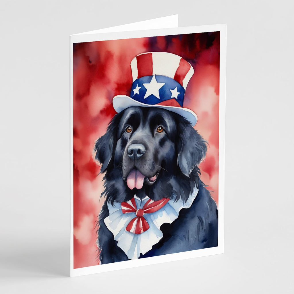Newfoundland Patriotic American Greeting Cards Pack of 8 Blank Cards with Envelopes Whimsical A7 Size 5x7