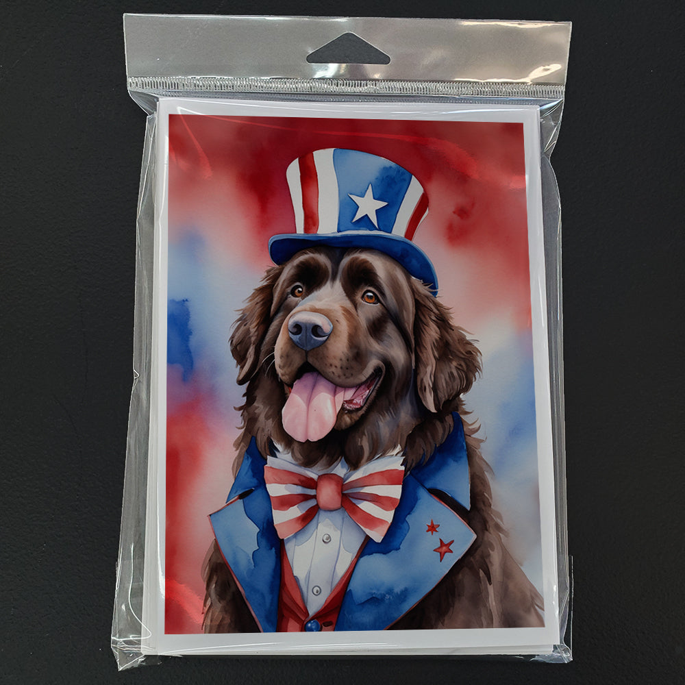 Newfoundland Patriotic American Greeting Cards Pack of 8 Blank Cards with Envelopes Whimsical A7 Size 5x7