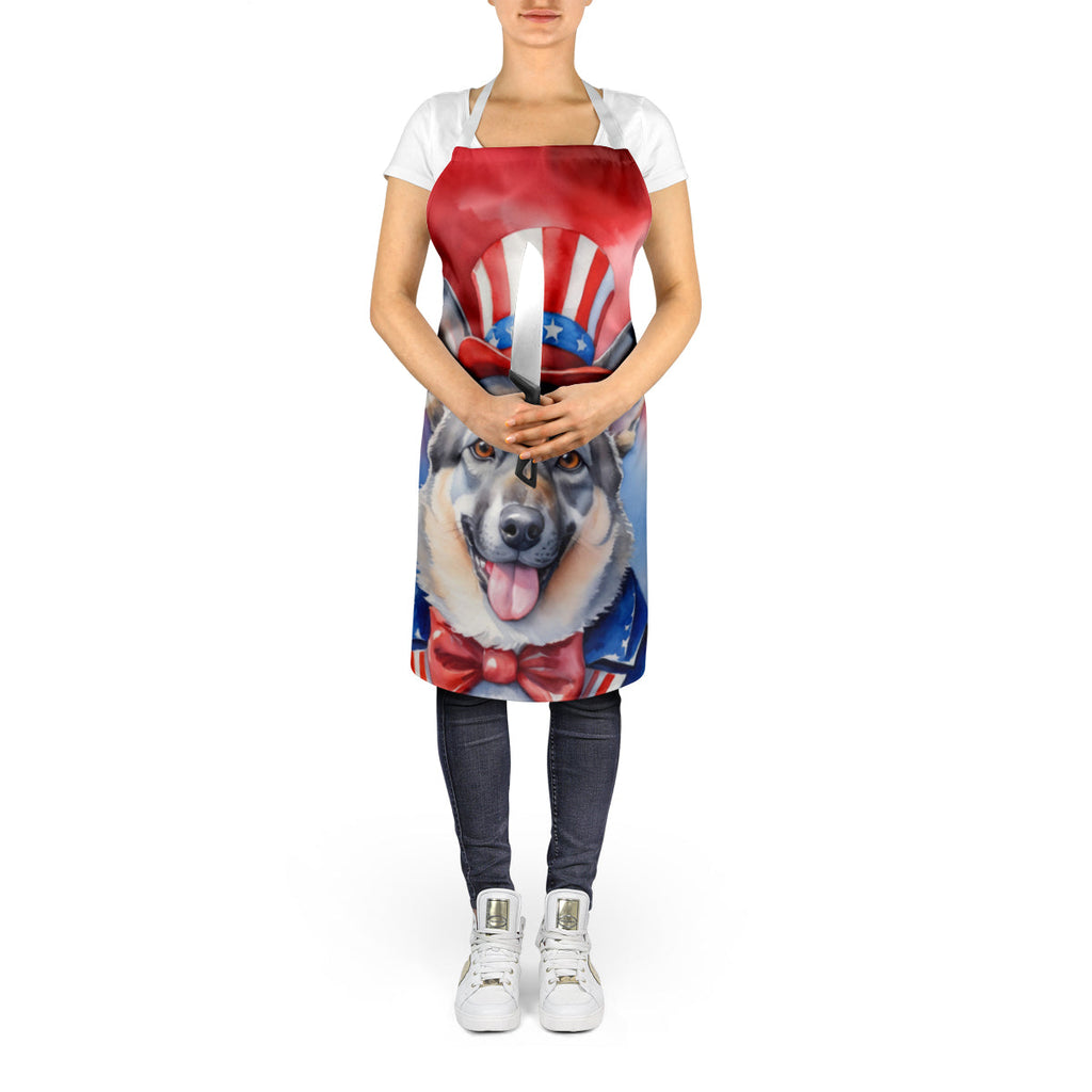 Norwegian Elkhound Patriotic American Apron Cooking Kitchen Server Baking Crafts Gardening for Adult Women Men, Unisex, Large, Multicolor