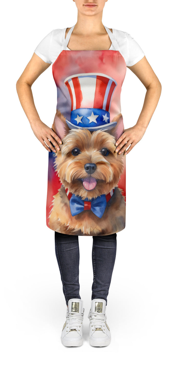 Norwich Terrier Patriotic American Apron Cooking Kitchen Server Baking Crafts Gardening for Adult Women Men, Unisex, Large, Multicolor