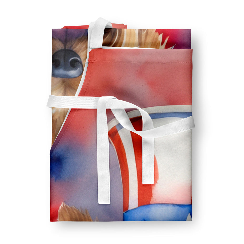 Norwich Terrier Patriotic American Apron Cooking Kitchen Server Baking Crafts Gardening for Adult Women Men, Unisex, Large, Multicolor