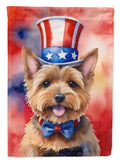 Norwich Terrier Patriotic American House Flag 28x40 Porch Sleeve Pole Decorative Outside Yard Banner Artwork Wall Hanging, Polyester