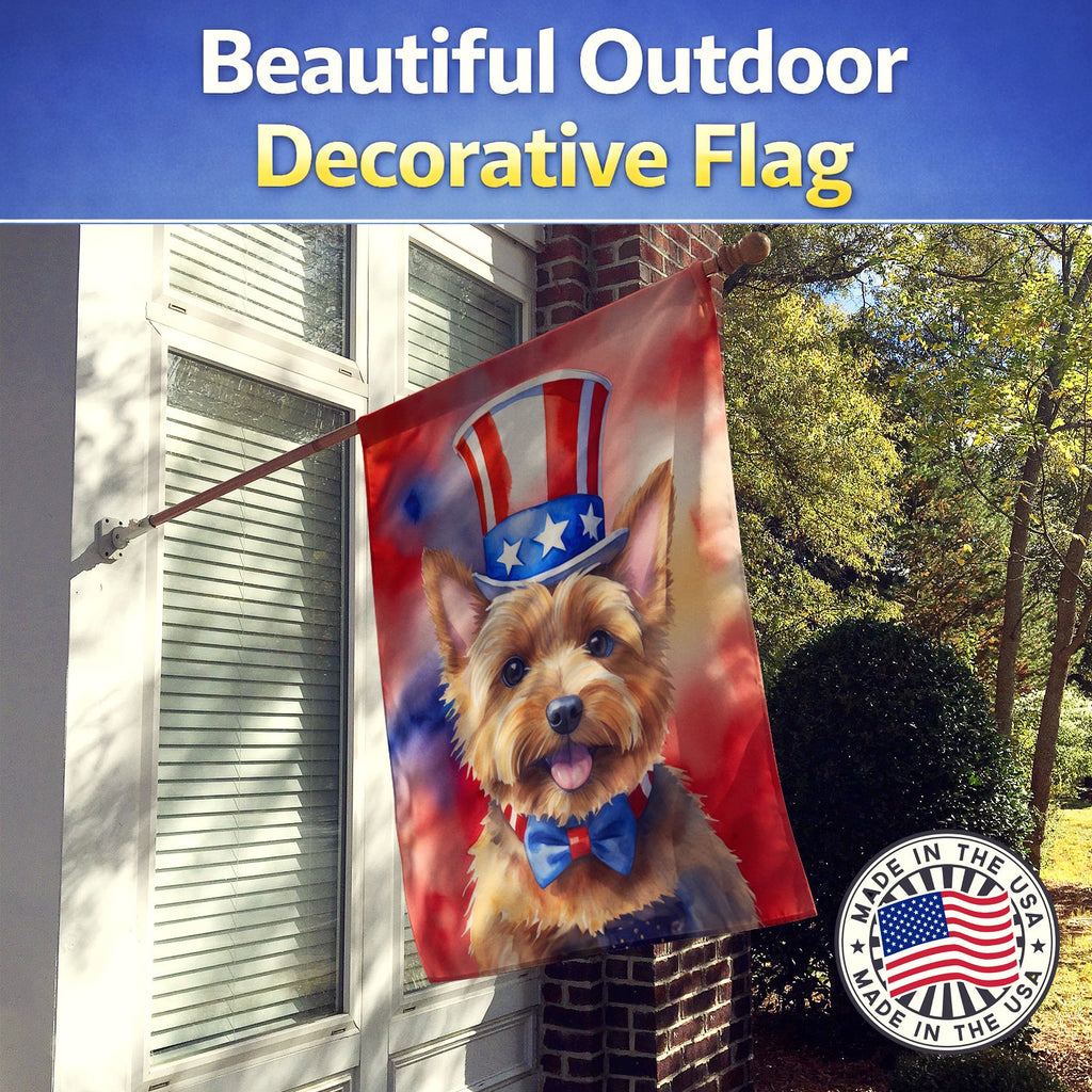 Norwich Terrier Patriotic American House Flag 28x40 Porch Sleeve Pole Decorative Outside Yard Banner Artwork Wall Hanging, Polyester
