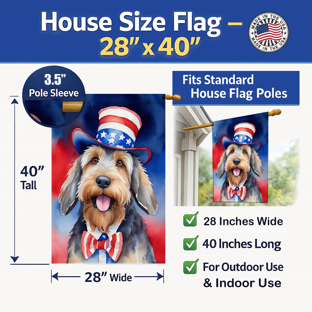 Otterhound Patriotic American House Flag 28x40 Porch Sleeve Pole Decorative Outside Yard Banner Artwork Wall Hanging, Polyester